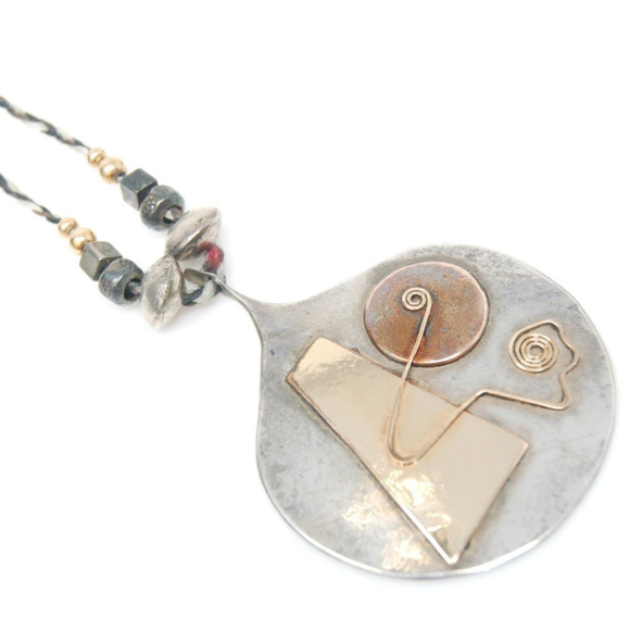 Vintage Handcrafted 925 Silver Abstract Medallion